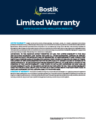 T2692 Bostik TileAndStone InstallationProducts LimitedWarranty